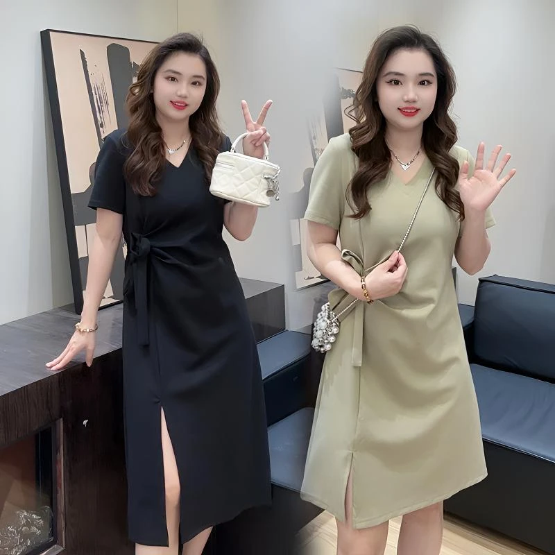 小黑裙连衣裙女款爆款2025新款宽松遮肚休闲裙子气质轻奢洋气春秋