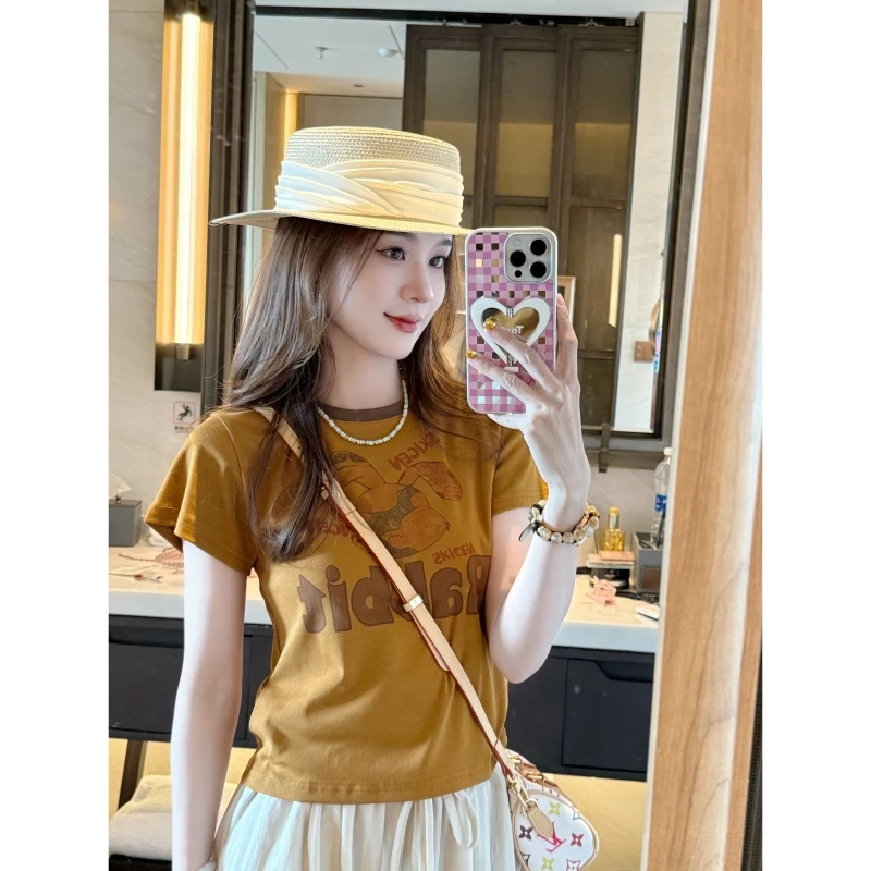 【酷兔兔】夏季时尚百搭设计款拼接短袖-DX2025553