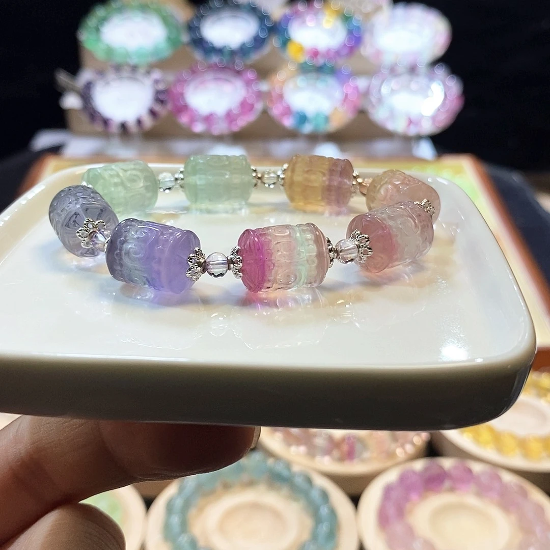 手链未镶嵌萤石马卡龙如意桶珠12mm