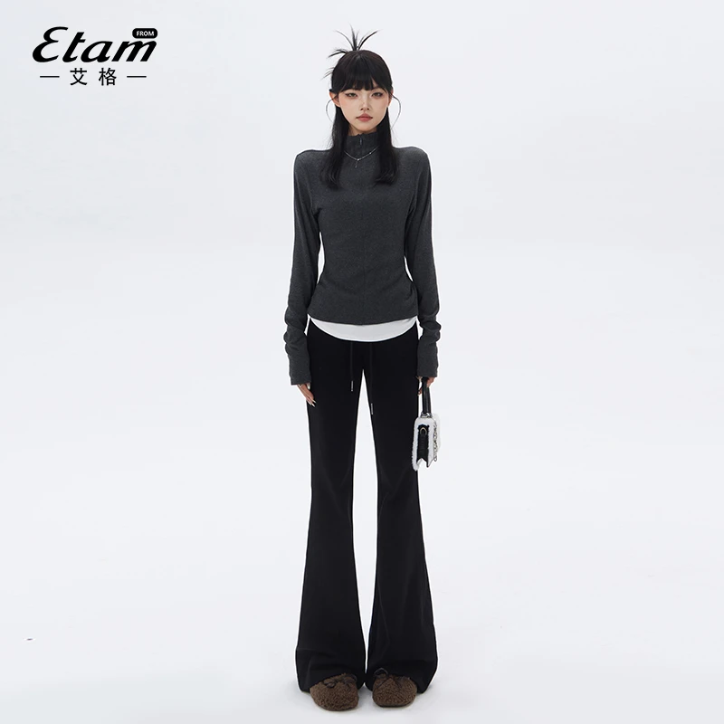 艾格lulu同款微喇叭瑜伽卫裤女加绒2024冬季新款美式运动休闲裤子