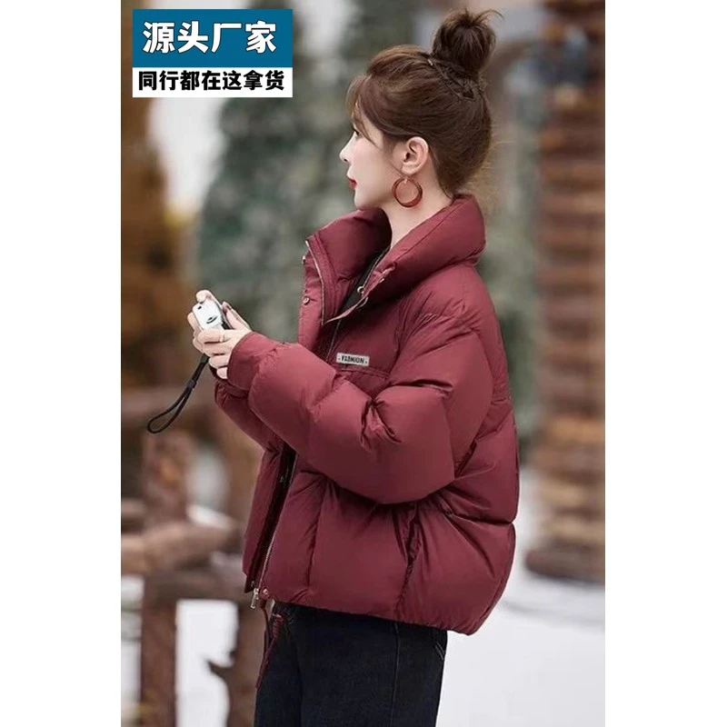 梵乐芬安哥拉红2025新款服女短款冬季宽松棉袄小个子棉衣加