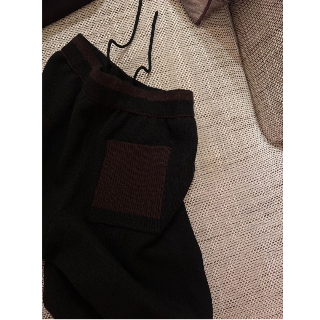 高品拼接撞色全羊毛裤 J24K542