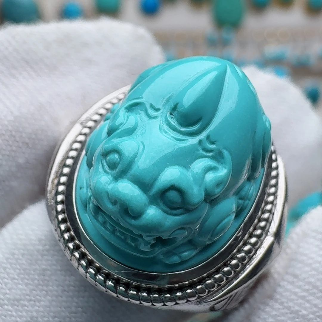 绿松石银S925镶嵌戒指