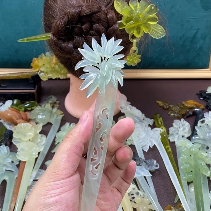 蛇纹石玉发饰未镶嵌?****?