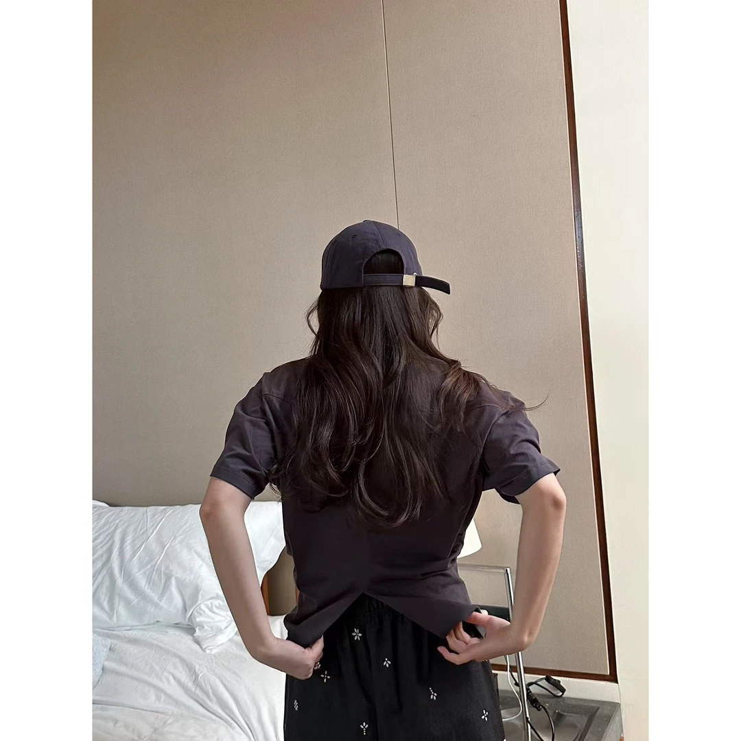 bala&mangosteen 韩代  后背开叉显瘦纯色短袖 T 2025ss