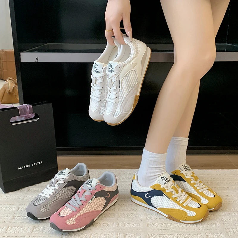 网面透气德训鞋女款2025夏季新款百搭休闲运动阿甘小白女鞋子