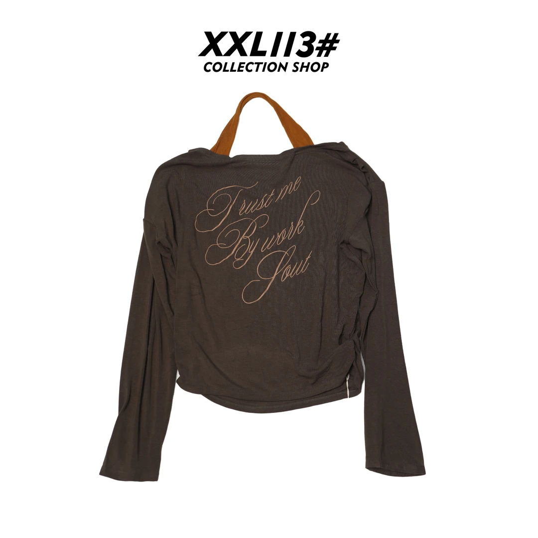 113* CENTRALIZED SHOP性感风宽松型拼接长袖T恤X5F02H6808