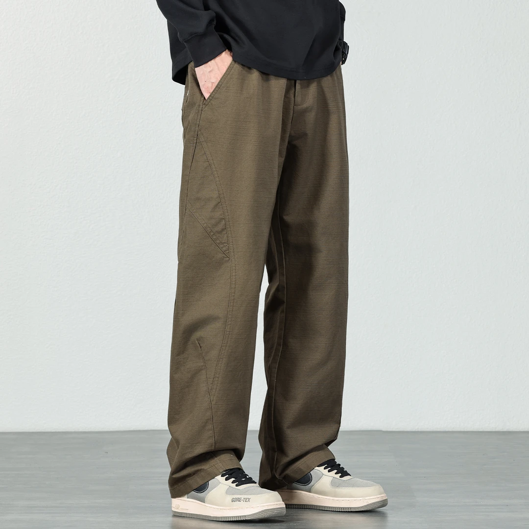 简约纯色休闲裤男士宽松阔腿百搭长裤2025秋冬纯棉潮流直筒裤子男