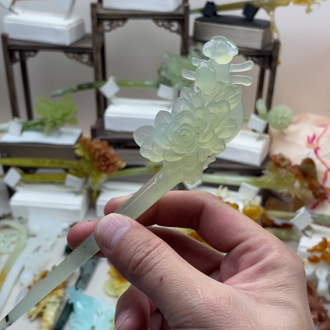 蛇纹石玉合金发饰