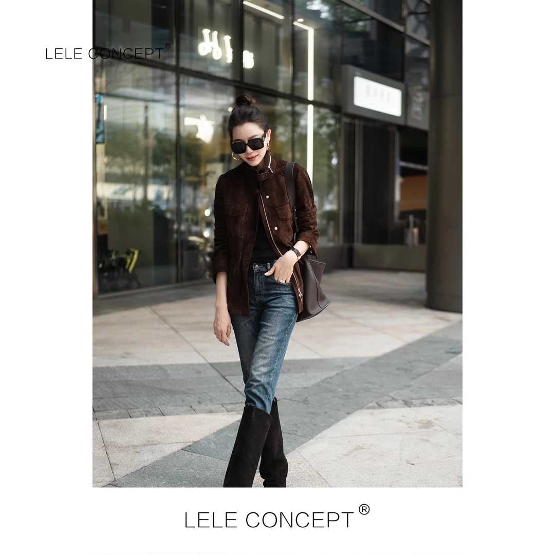 LELE CONCEPT | 【美超】轻奢气质立领多兜收腰皮衣FP25C0076W