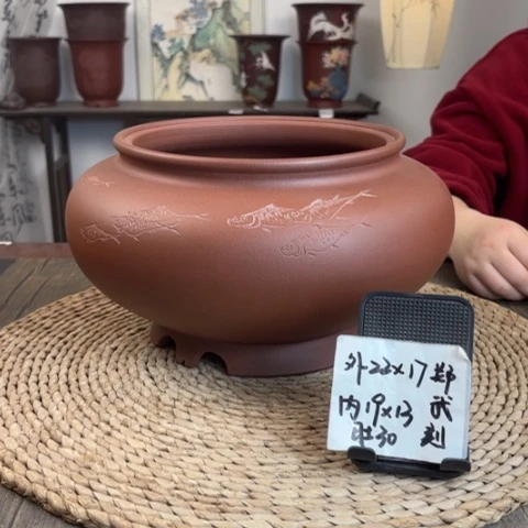 紫砂花盆忍**龟中槽清全手灯笼