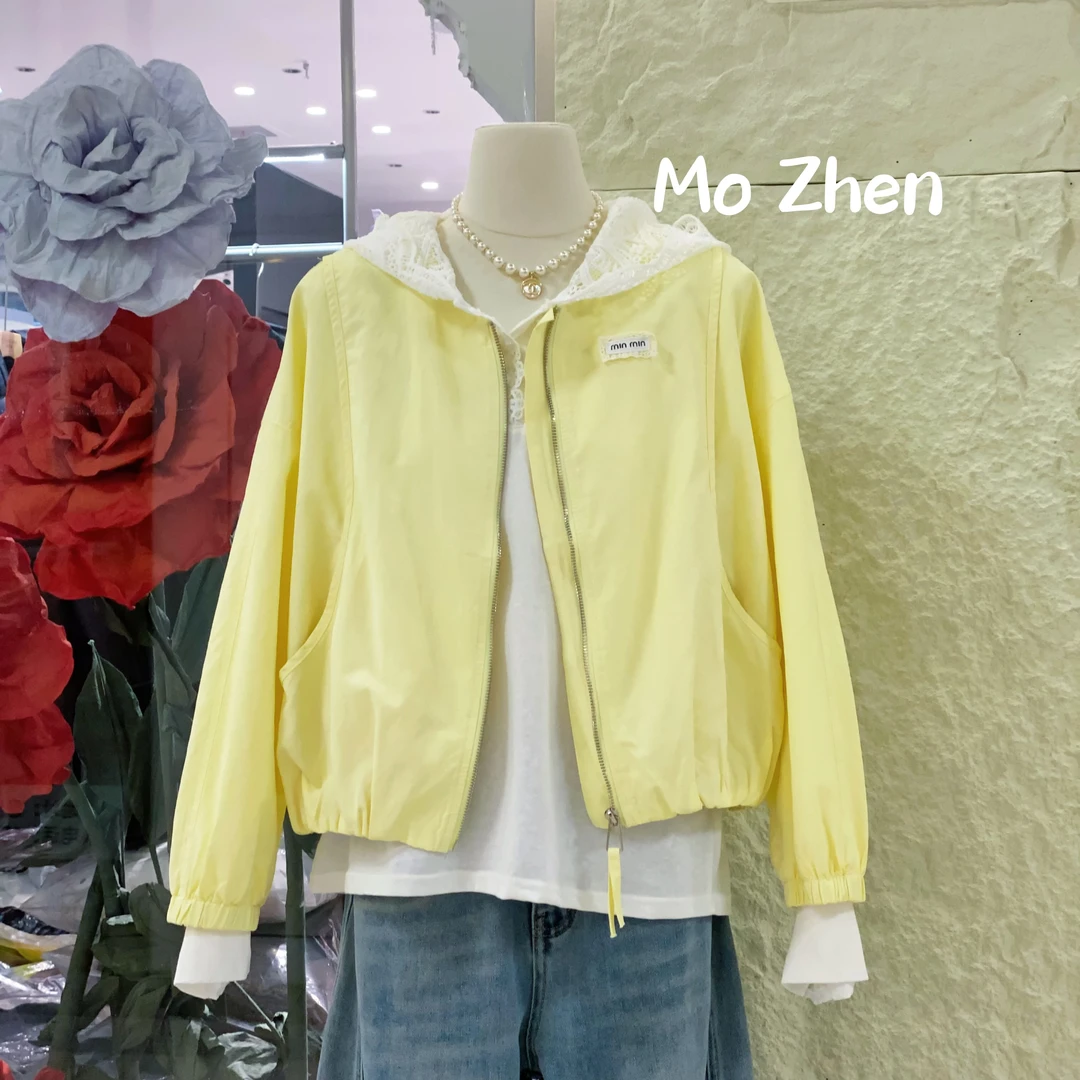 【墨臻精选】春季新款时尚圆领休闲百搭洋气蕾丝内衬短外套 S812