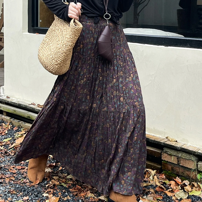 301-400半身裙女款2025新款秋冬厚款毛呢裙大摆裙碎花显瘦高腰