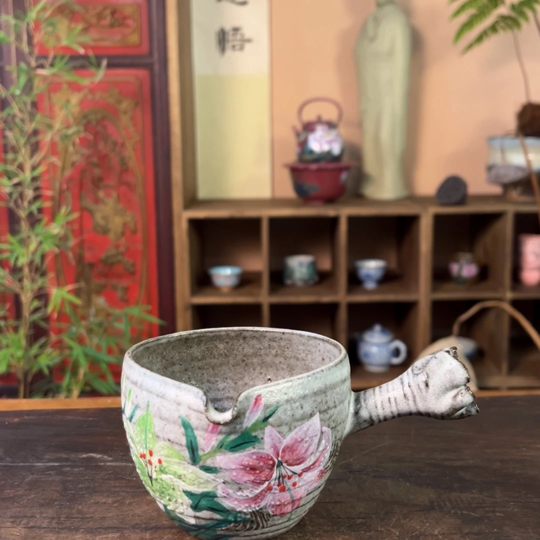 杯柴烧手工手绘陶瓷