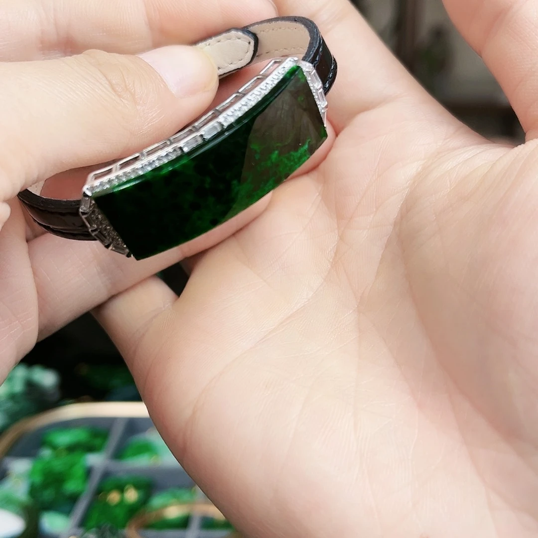 翡翠手链银S925镶嵌手链