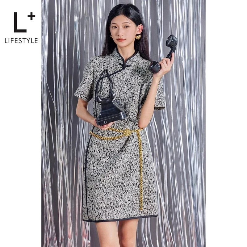 【谷邦L+】lifestyle 新中式收腰A字连衣裙 L3342137-B