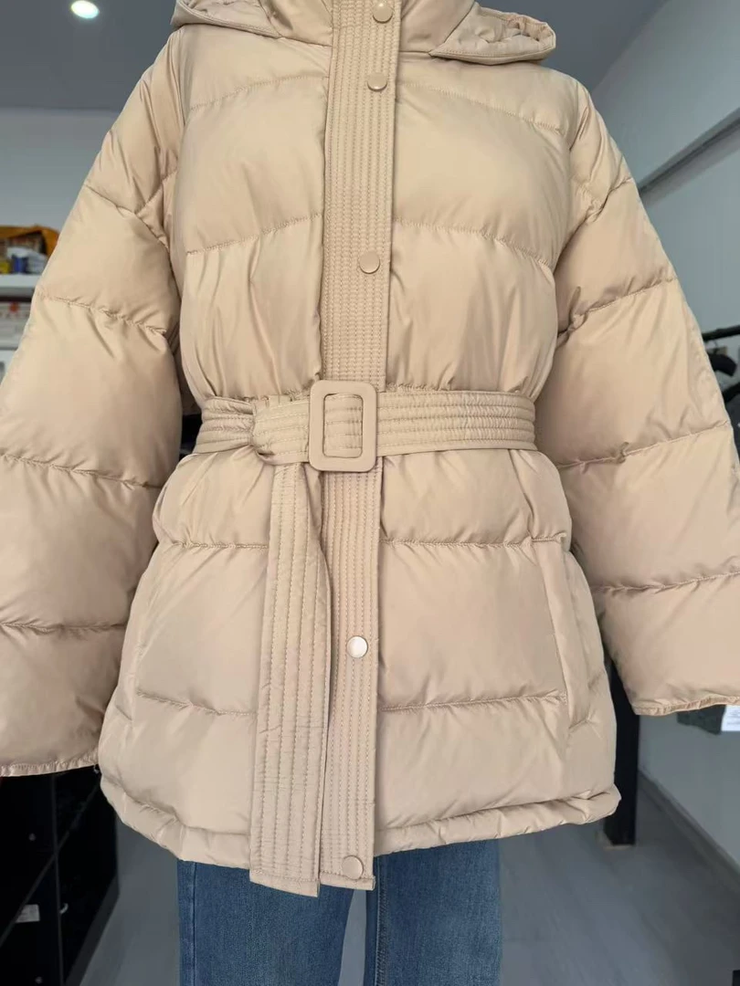 韩版腰带宽松加厚保暖面包服冬季外套