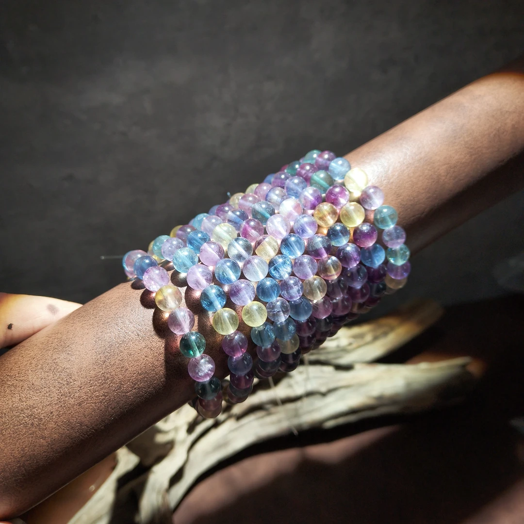 【黑胖珠宝】H0284 彩萤石手链 多样性发其一