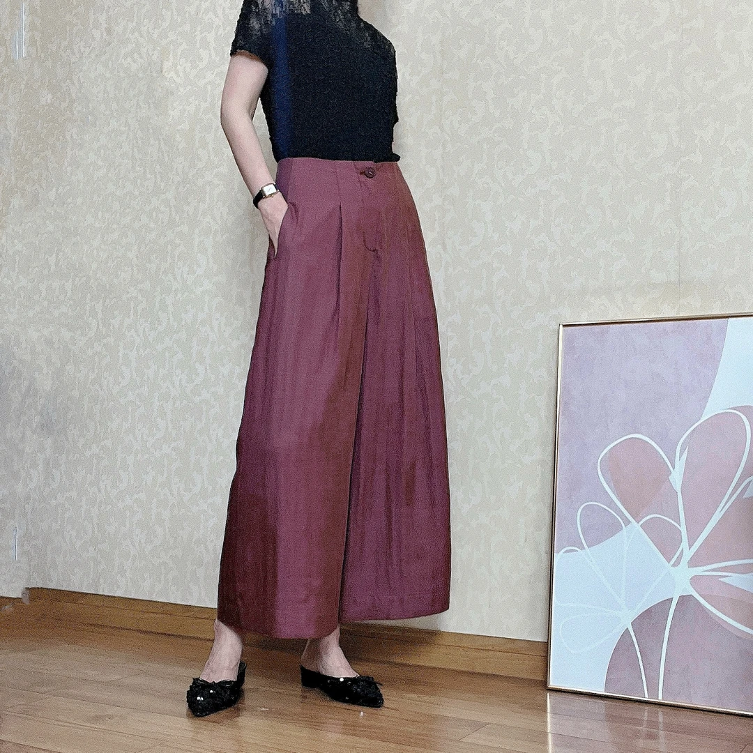 八分阔腿裤高腰气质百搭显瘦时尚国风