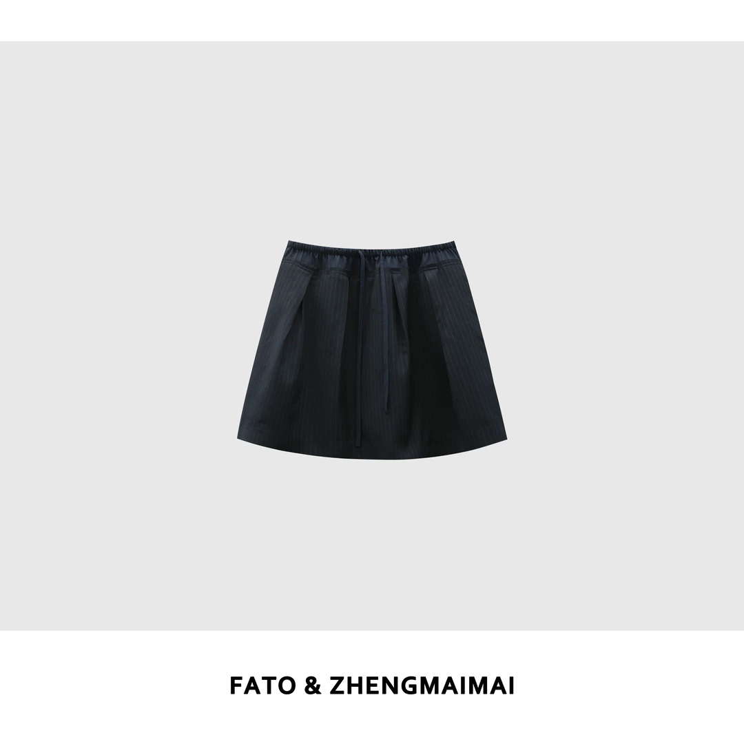 【郑买买】海带短裙 夏日极简酷飒百搭高级抽绳系带半身裙YZ50409Q3