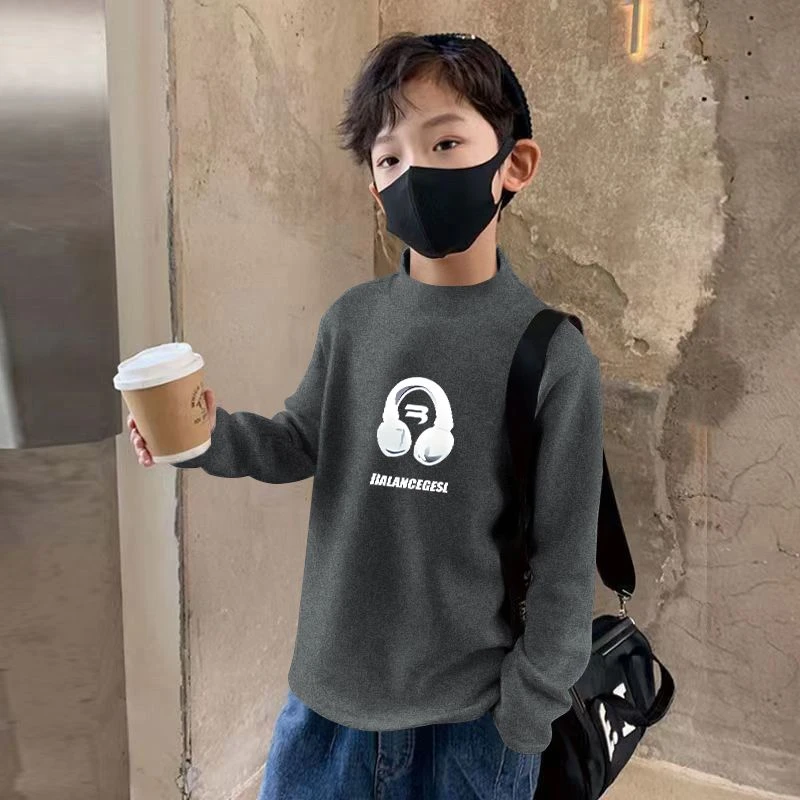 2025年款衣服儿童打底衫男童秋装德绒秋冬半高领打底衫小孩保暖衣