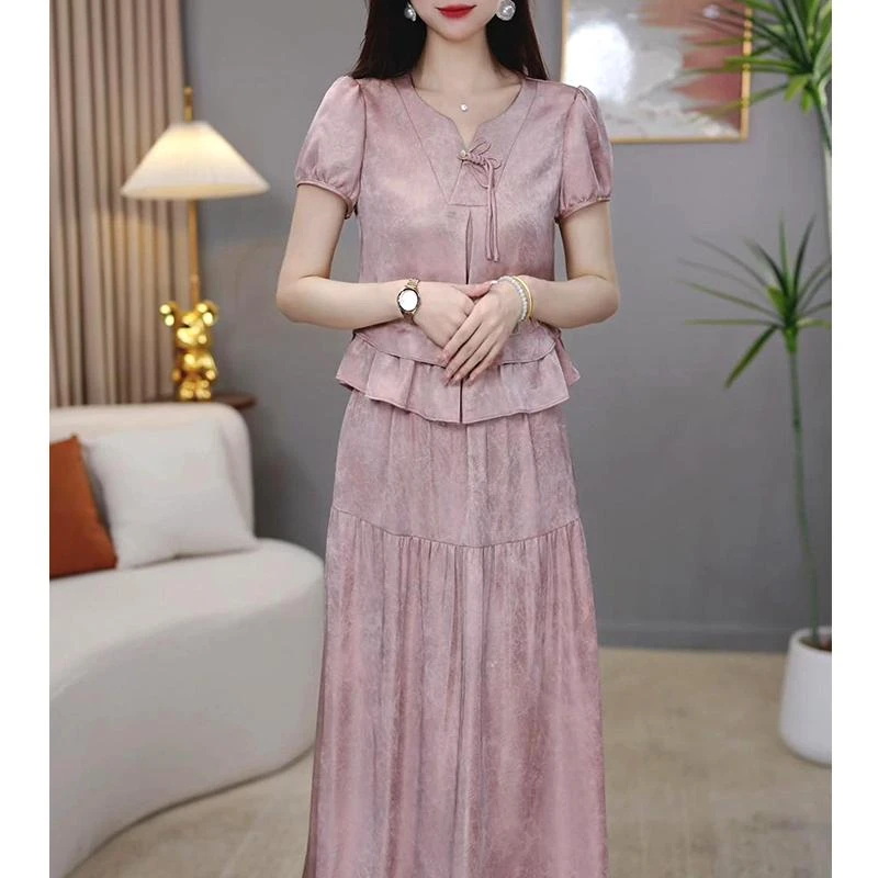 2025夏季新款华丽高贵精致套装显瘦遮肉显白气质两件套套装女