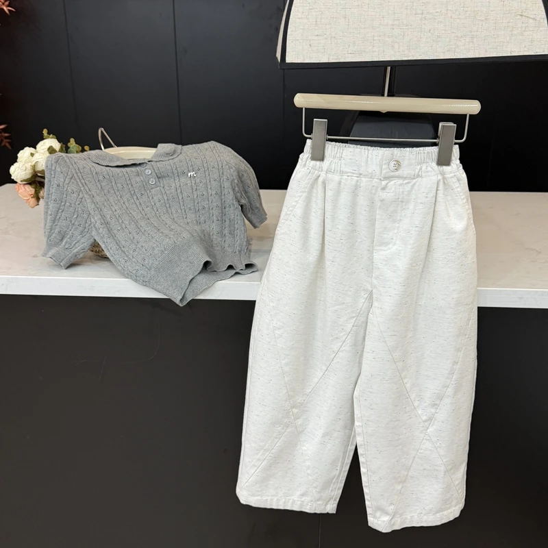 现货leomama【我本多彩】女童宽松休闲裤春夏时尚阔腿裤中大童裤子