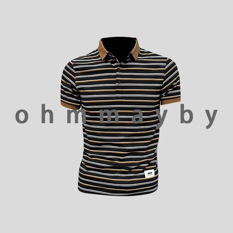 ohmmayby条纹POLO衫男短袖t恤夏季新款休闲半袖时尚高端潮牌修身