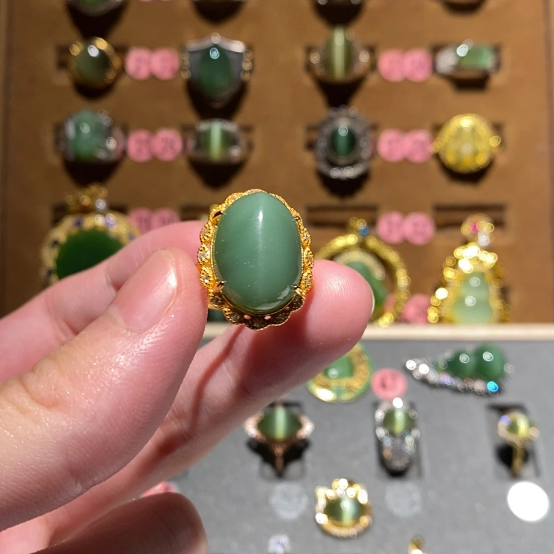 和田玉银S925镶嵌戒指