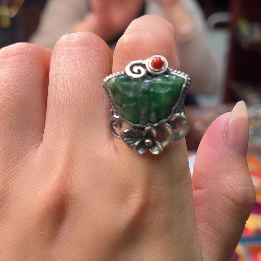 翡翠银S925镶嵌戒指
