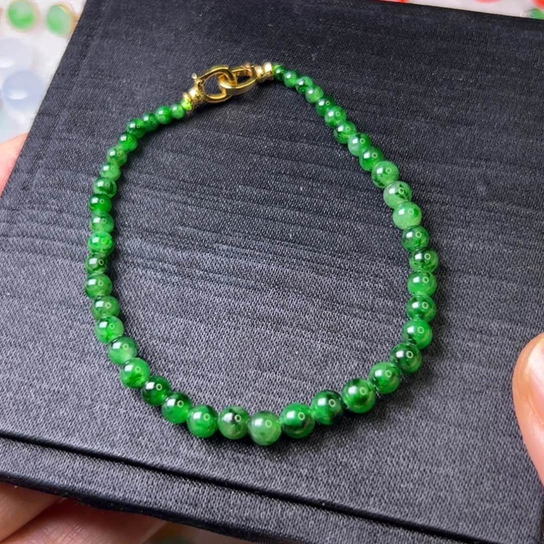 定制翡翠未镶嵌青***^手链