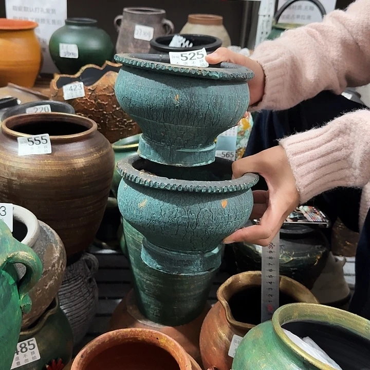 绿色火锅一对525高度12口径16