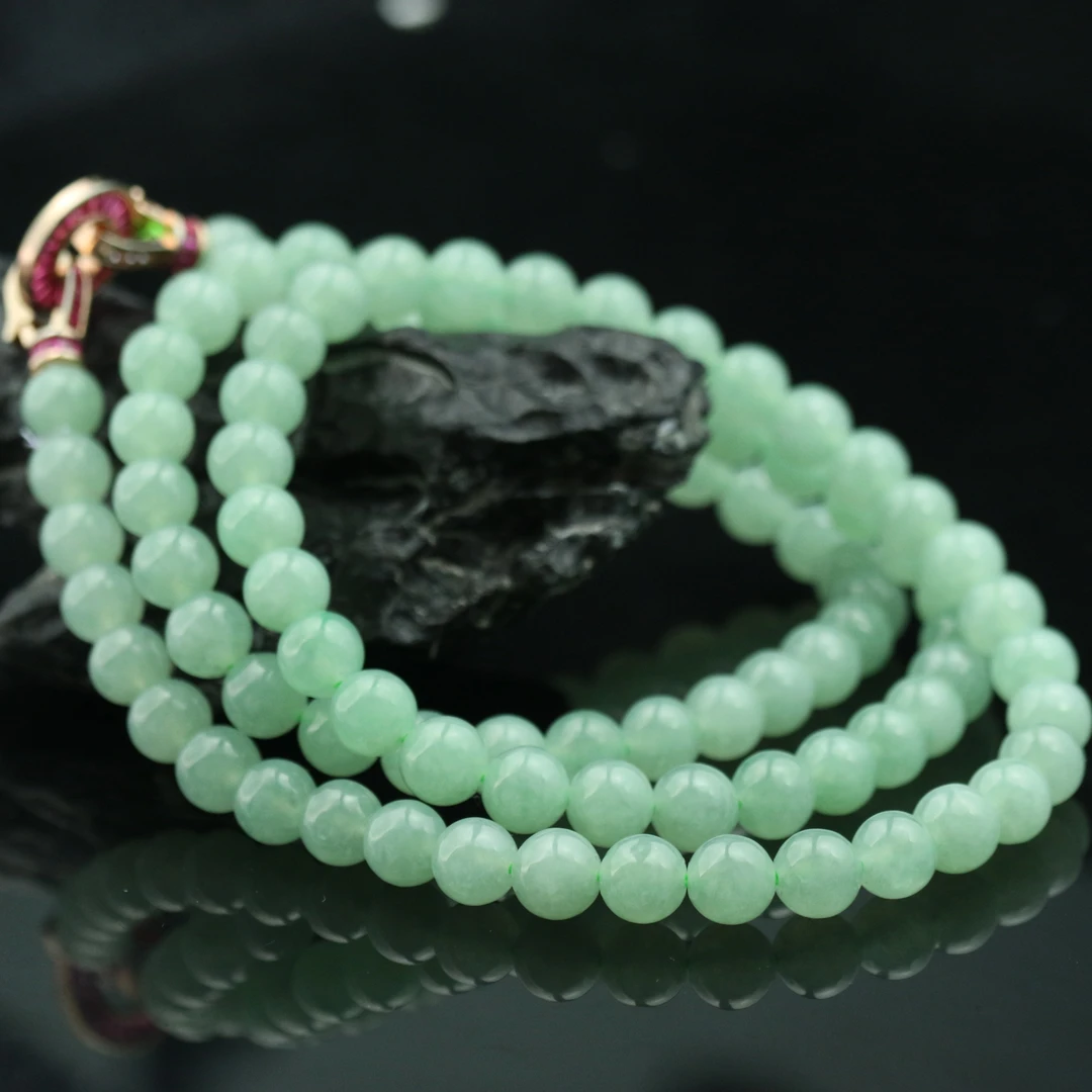 16天然缅甸翡翠A货晴绿珠链/200044/上海嘉禾拍卖