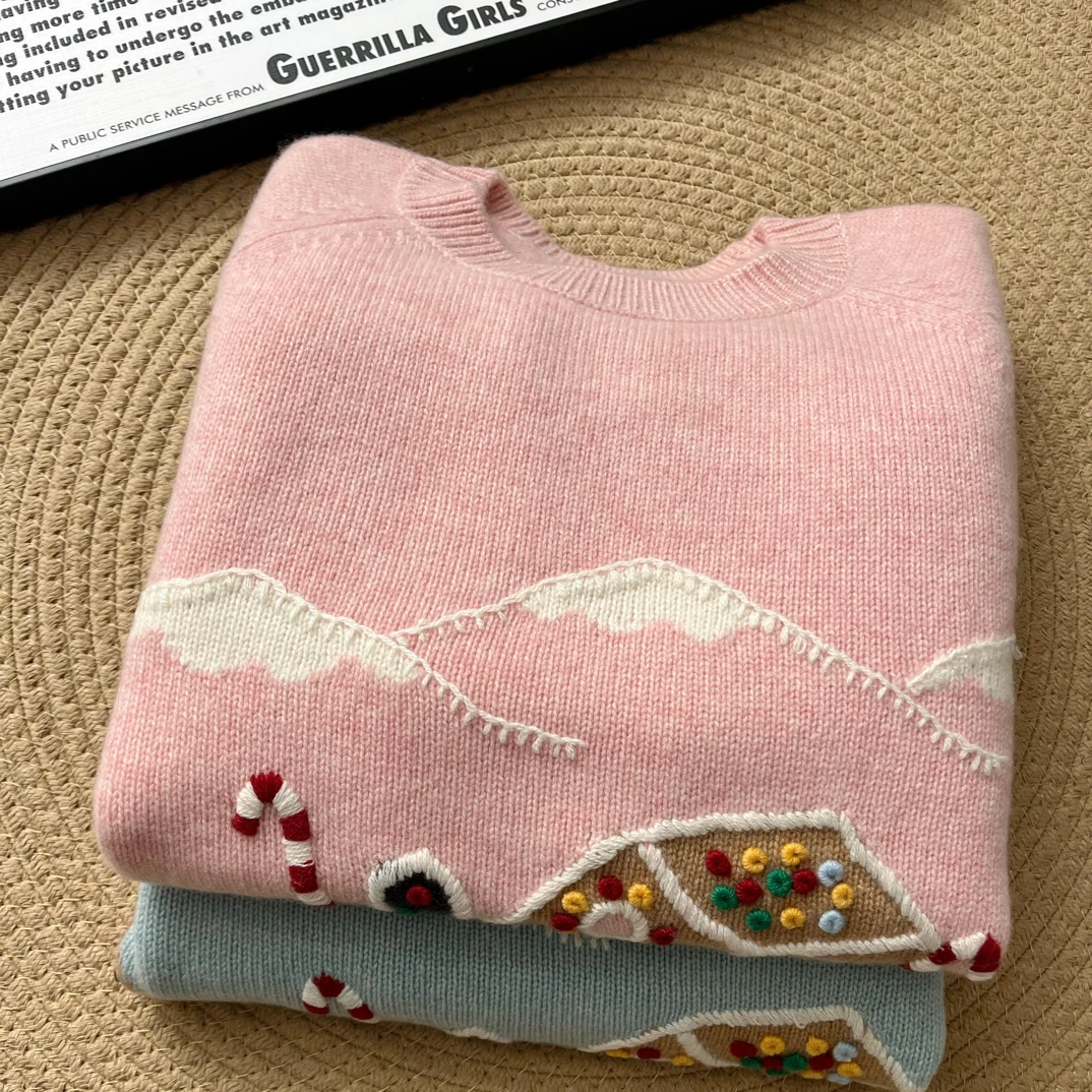 新品~100纯山羊绒加厚宽松手工毛衣