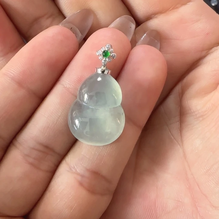 翡翠挂件18K金镶嵌葫芦L