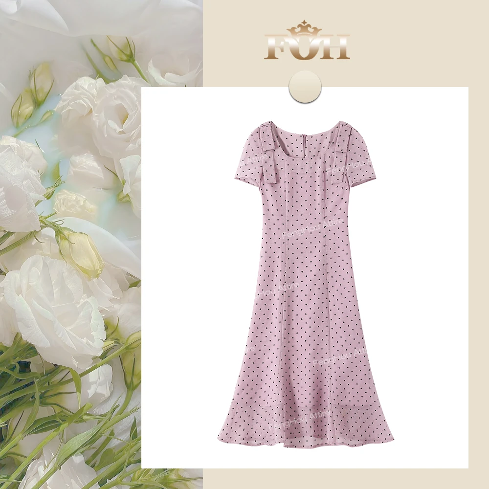 【封后轻奢设计】夏季新款休闲小爱心波点时尚美人鱼连衣裙5033