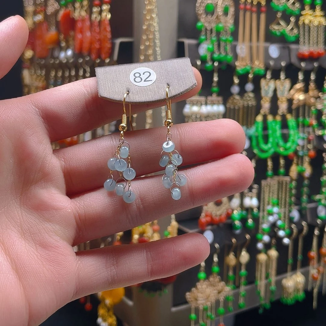 翡翠耳饰合金翡翠