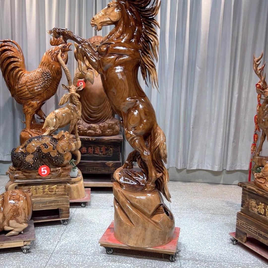 香樟木用****9实木根雕摆件马