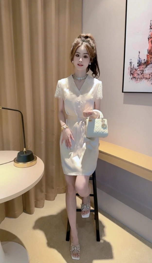 【冷淑裙】夏季长款收腰气质时尚显瘦修身名媛修身长裙