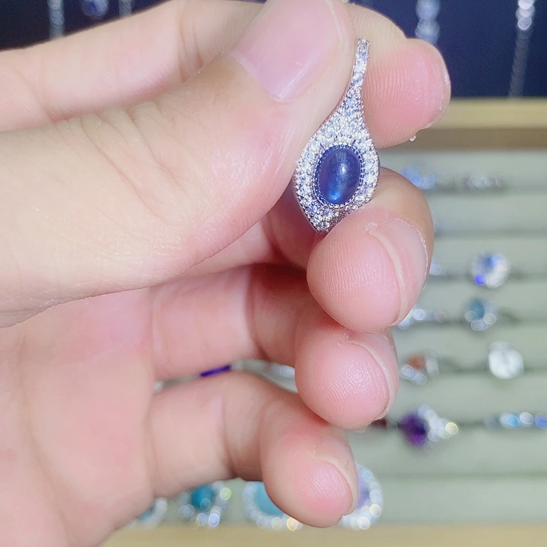 银S925镶嵌吊坠(不含链)海蓝宝石