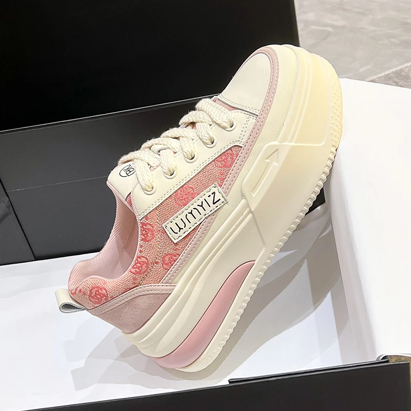 6cm厚底帆布鞋女ins潮2025爆款时尚板鞋网红小众配裙子松糕小白鞋