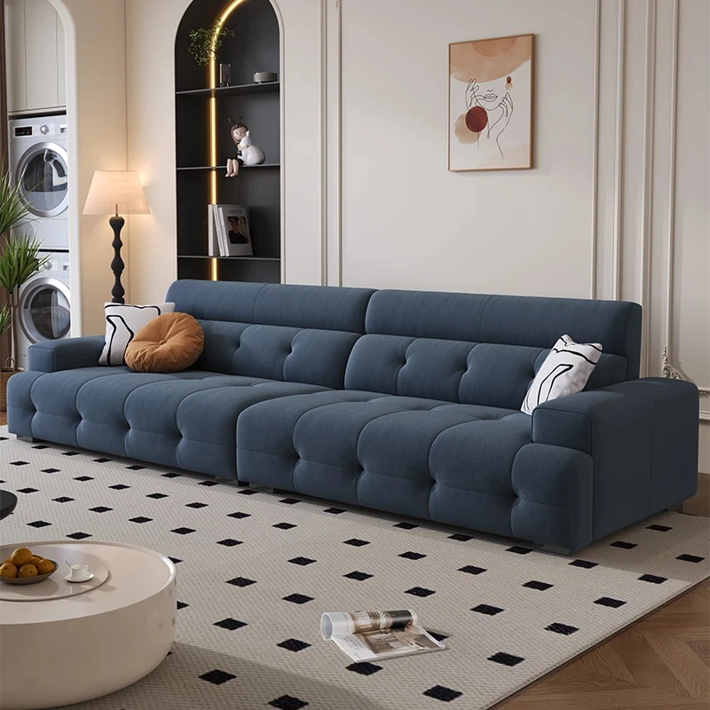 意式真皮大坐深沙发高端大气家用客厅直排多人位落地款网红沙发