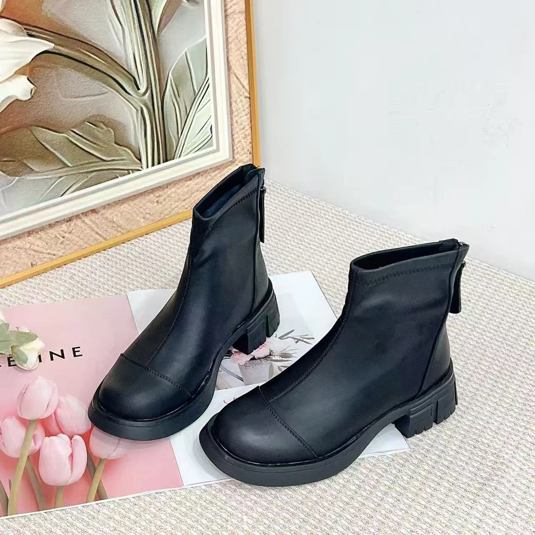 6516  新款时尚厚底法式瘦瘦靴时装短靴四季款