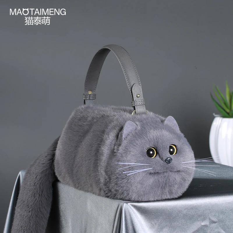 猫泰萌创意特别生日礼物毛絨猫咪斜挎包2025新款休闲时尚百搭包包