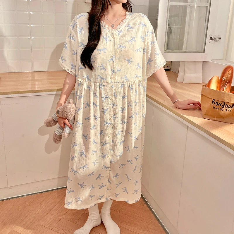 待产裙产妇进产房短袖夏季薄款产后带胸垫哺乳睡裙月子夏天喂奶裙