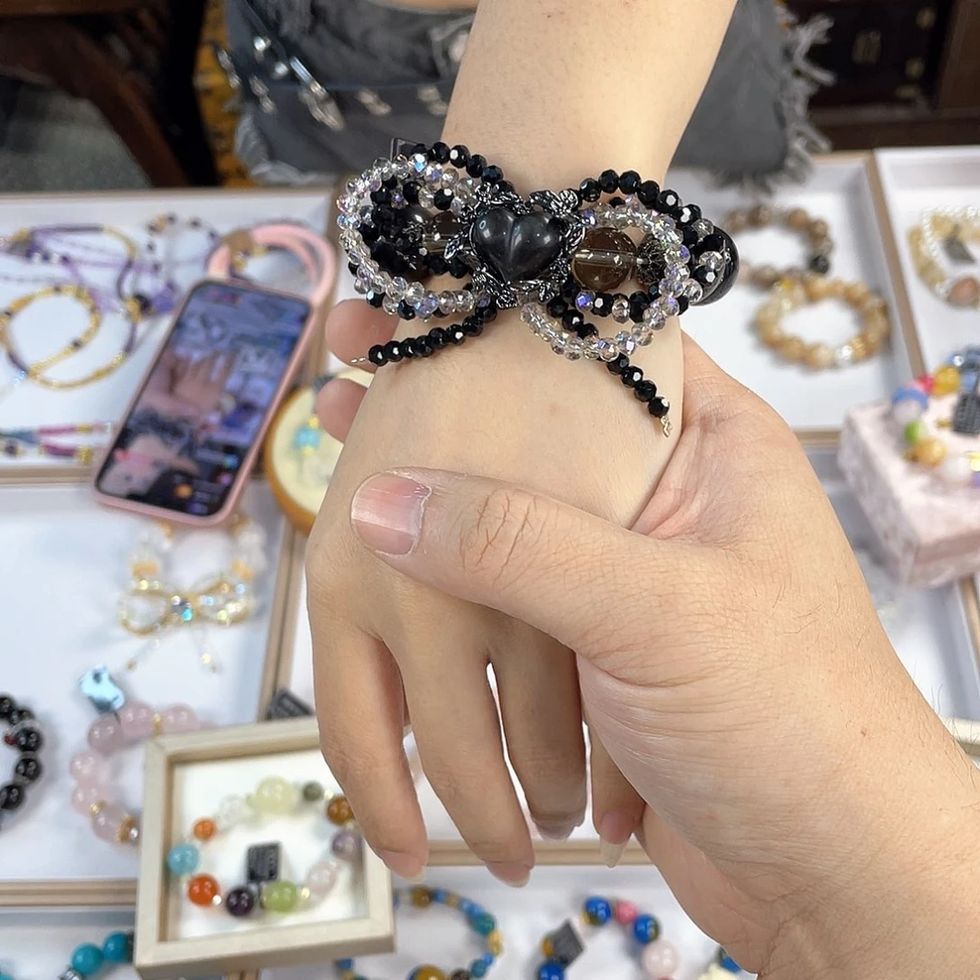 水晶手链银S925镀金镶嵌