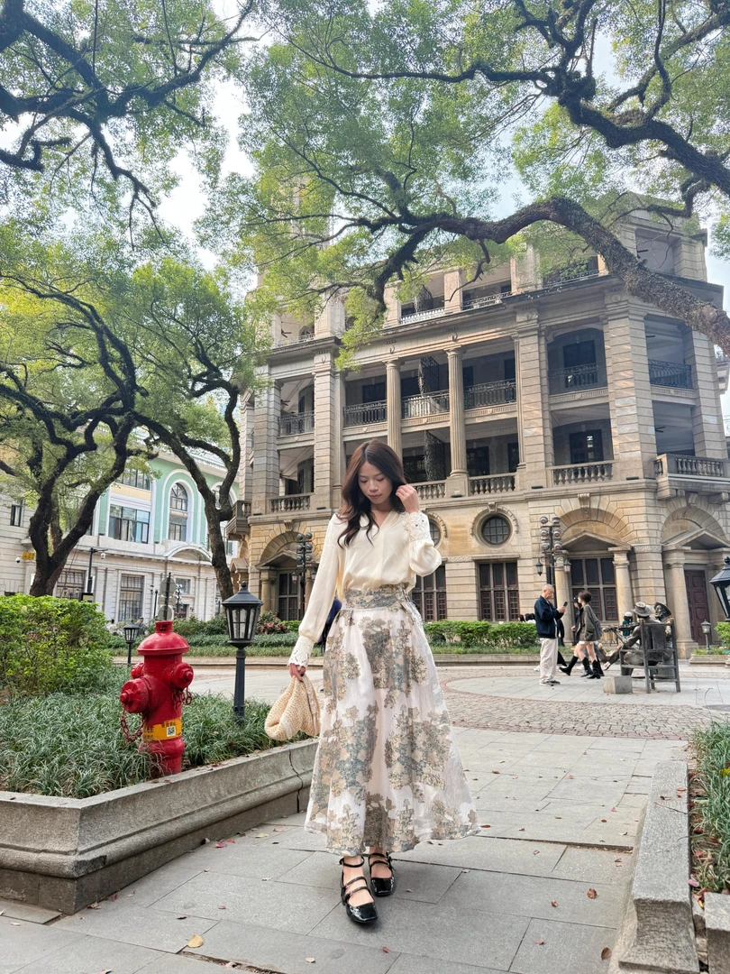 显瘦气质半身裙百搭摆提花双层复古A07061
