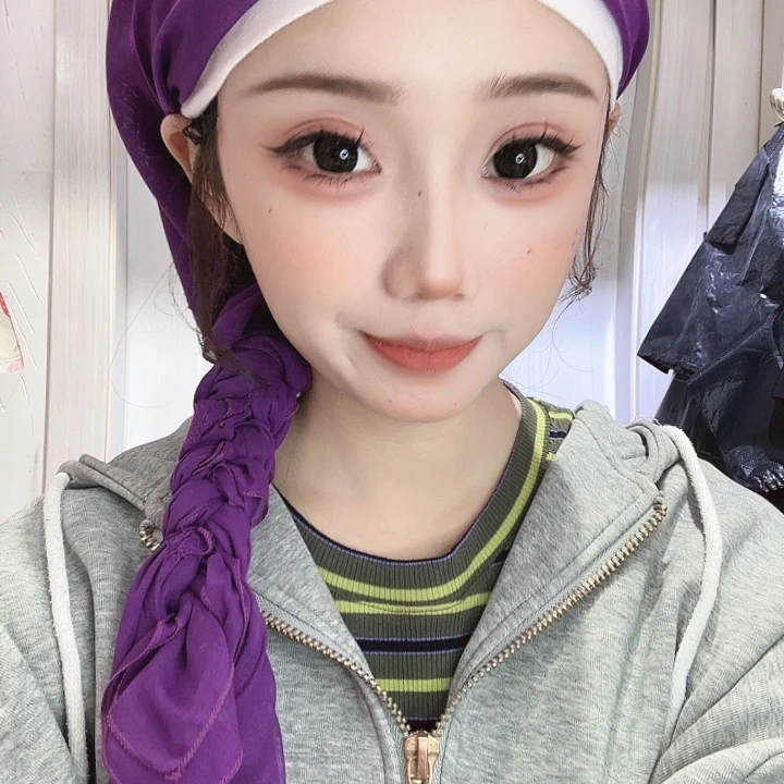 紫色纯色方巾送夹子