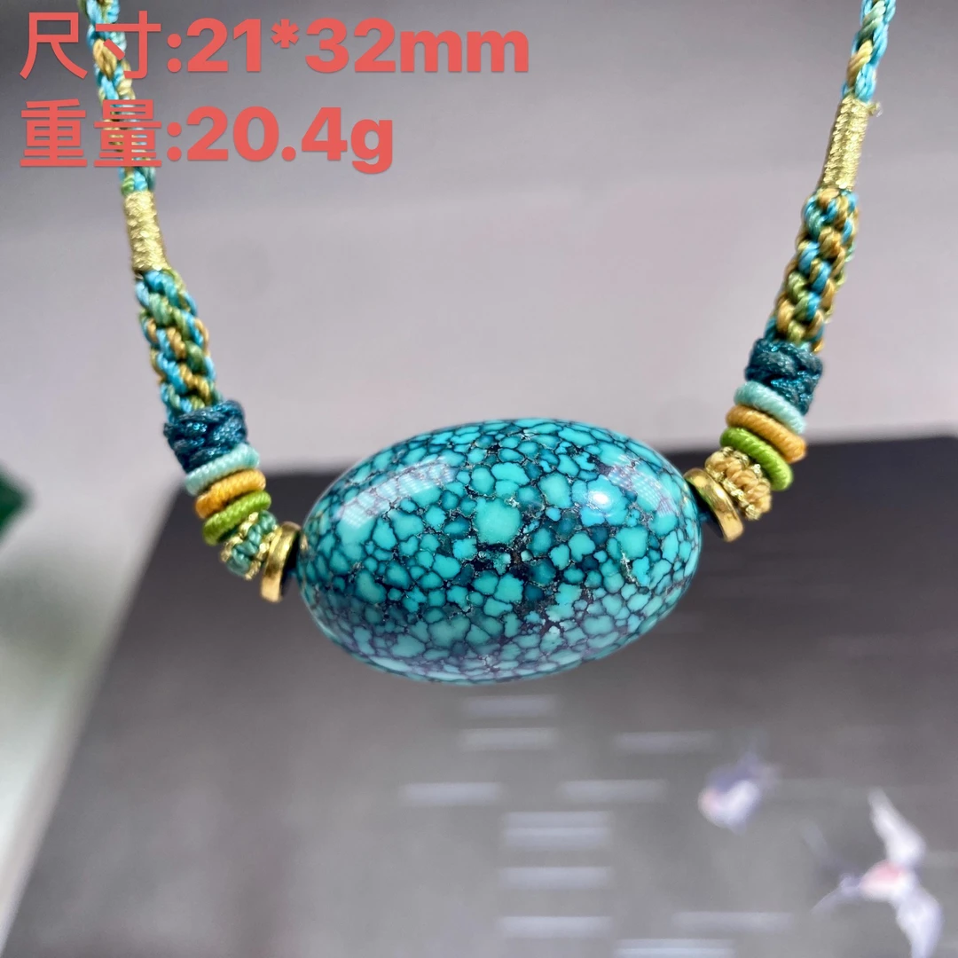 原矿湖北绿松石瓷釉级精编时尚个性大方款网花枣珠锁骨项链