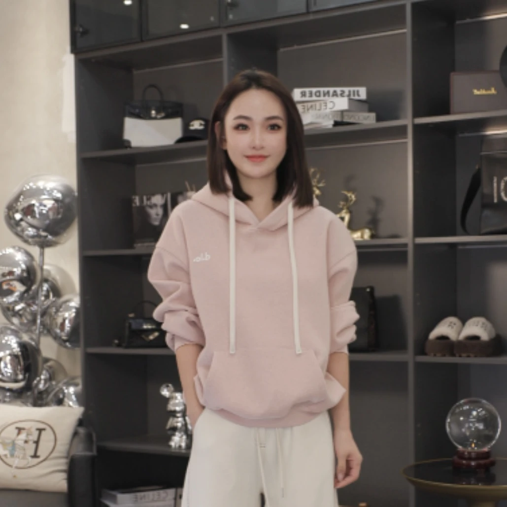 【悠闲物语】2025秋冬加绒卫衣时尚宽松韩版休闲帽衫H5862